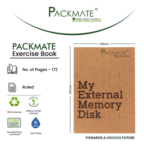 Packmate A4 Exercise Book -  Ruled (Pack of 3)  Made From 100% Recycled Paper