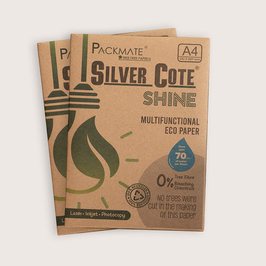 Packmate Silvercote Shine White A4 Copier, 500 Sheets |  Made From 100% Recycled Paper