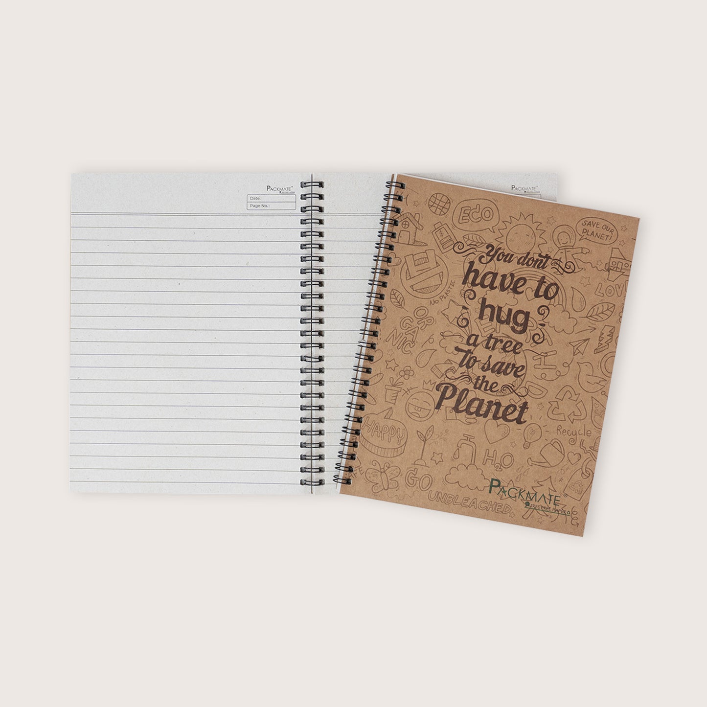 Packmate Spiral Notebook - Ruled (Pack of 5)  Made From 100% Recycled Paper