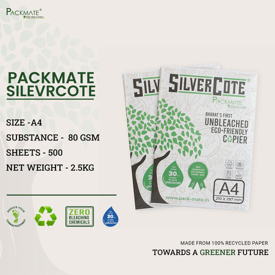 Packmate Silvercote A4 Copier, 500 Sheets |  Made From 100% Recycled Paper