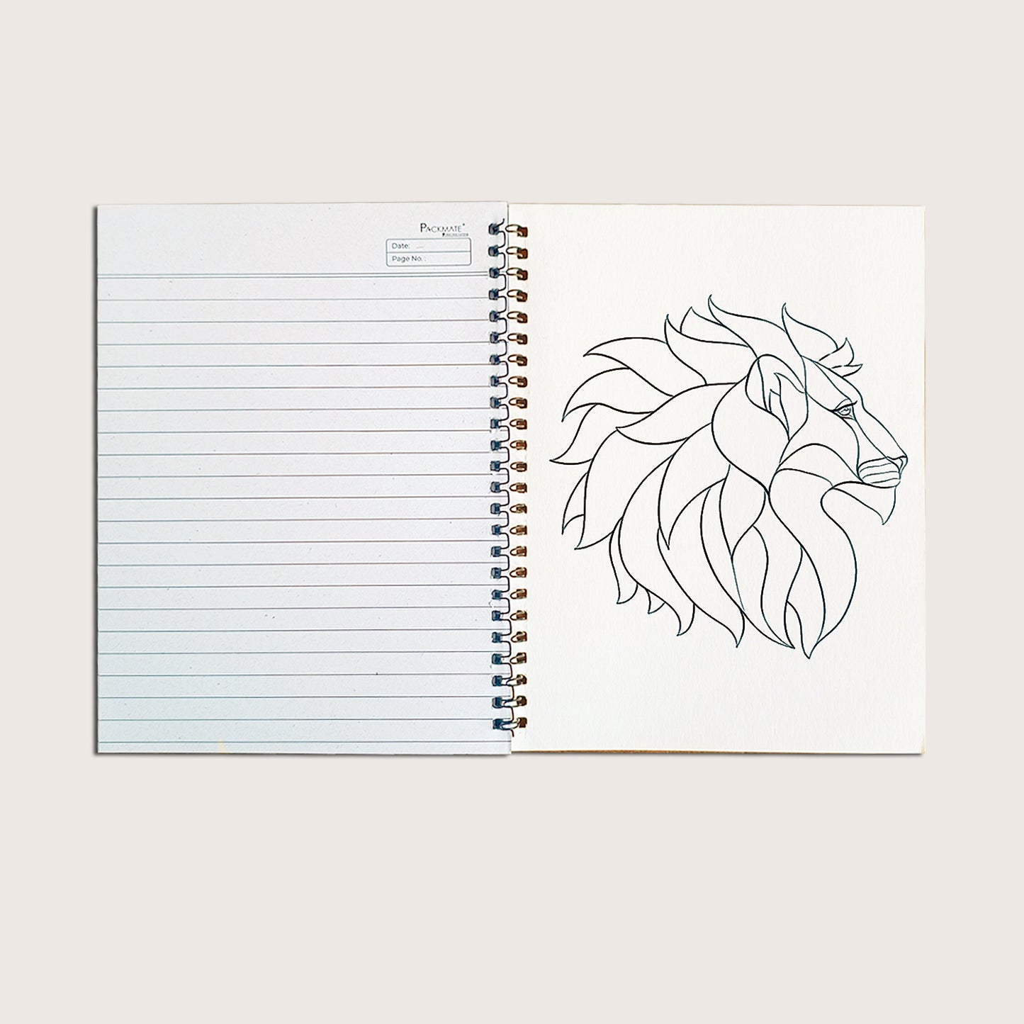 Packmate Zentangle Art Spiral Notebook (Lion Design) - Ruled  (Pack of 3)  Made From 100% Recycled Paper