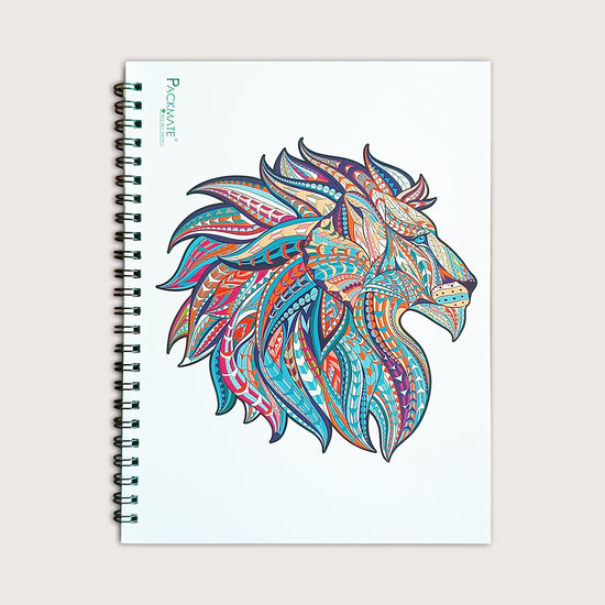 Packmate Zentangle Art Spiral Notebook (Lion Design) - Ruled  (Pack of 3)  Made From 100% Recycled Paper