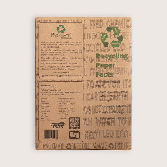 Packmate Silvercote A4 Printer Paper, 500 Sheets |  Made From 100% Recycled Paper