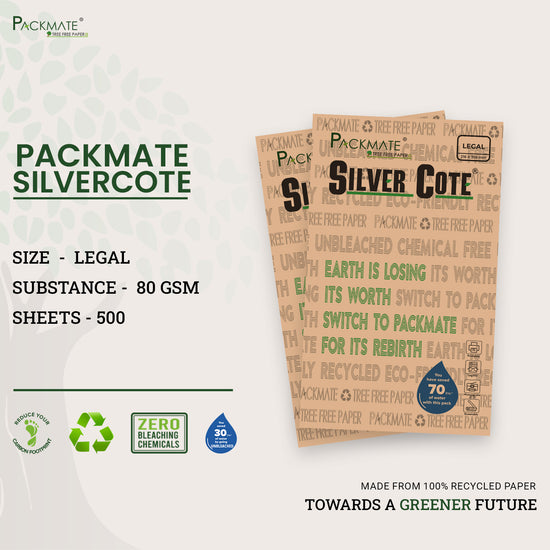 Packmate Silvercote Copier - Legal,1 Ream, 500 Sheet |  Made From 100% Recycled Paper (Copy)