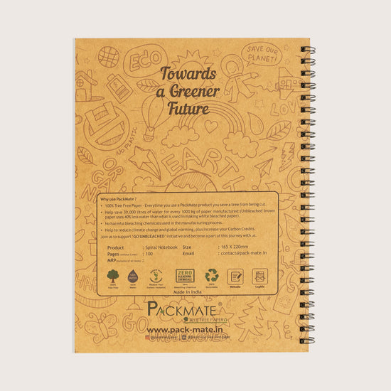Packmate Spiral Notebook - Ruled (Pack of 5)  Made From 100% Recycled Paper