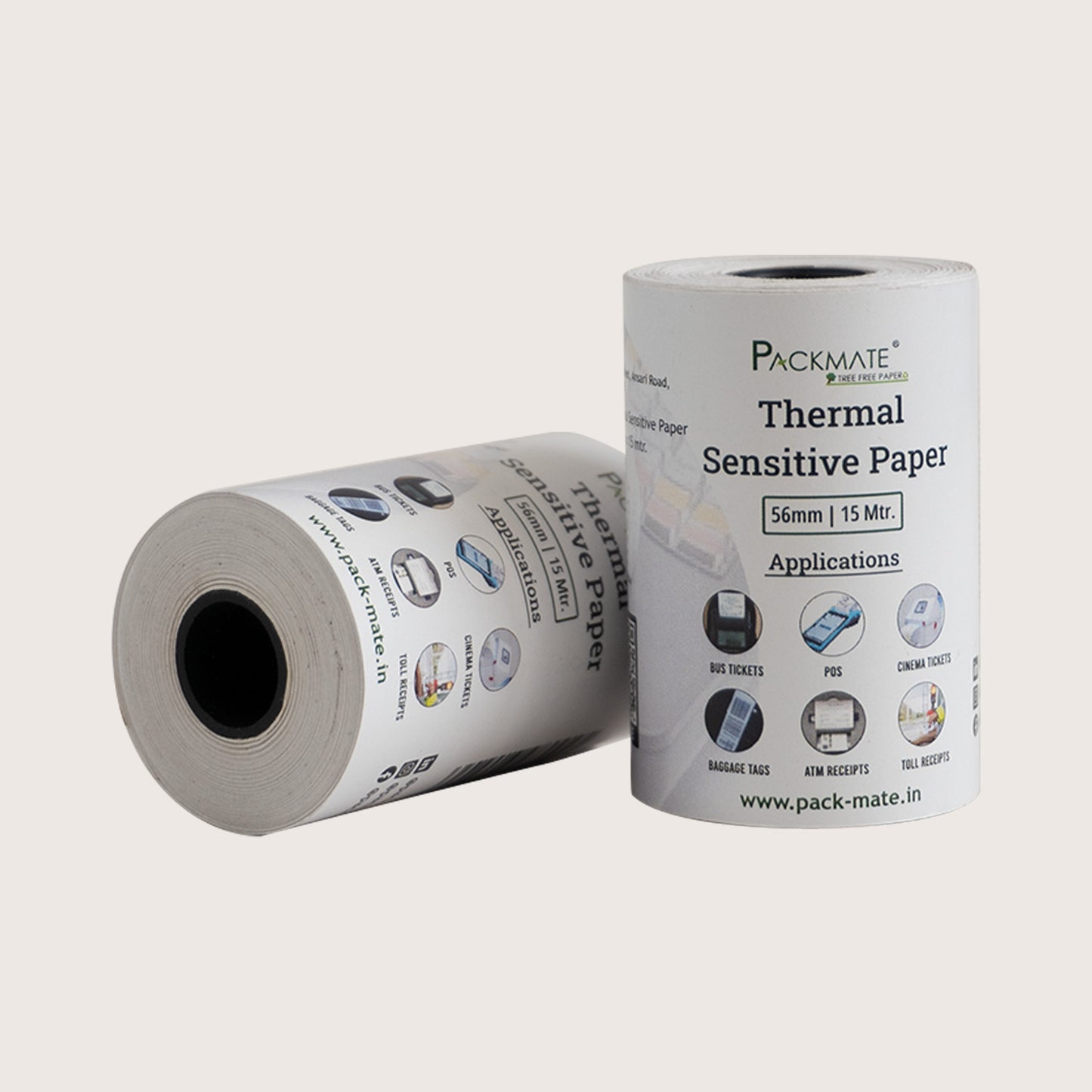 Packmate Thermal paper Roll | 56mm x 15 Mtr |Pack 10 Roll