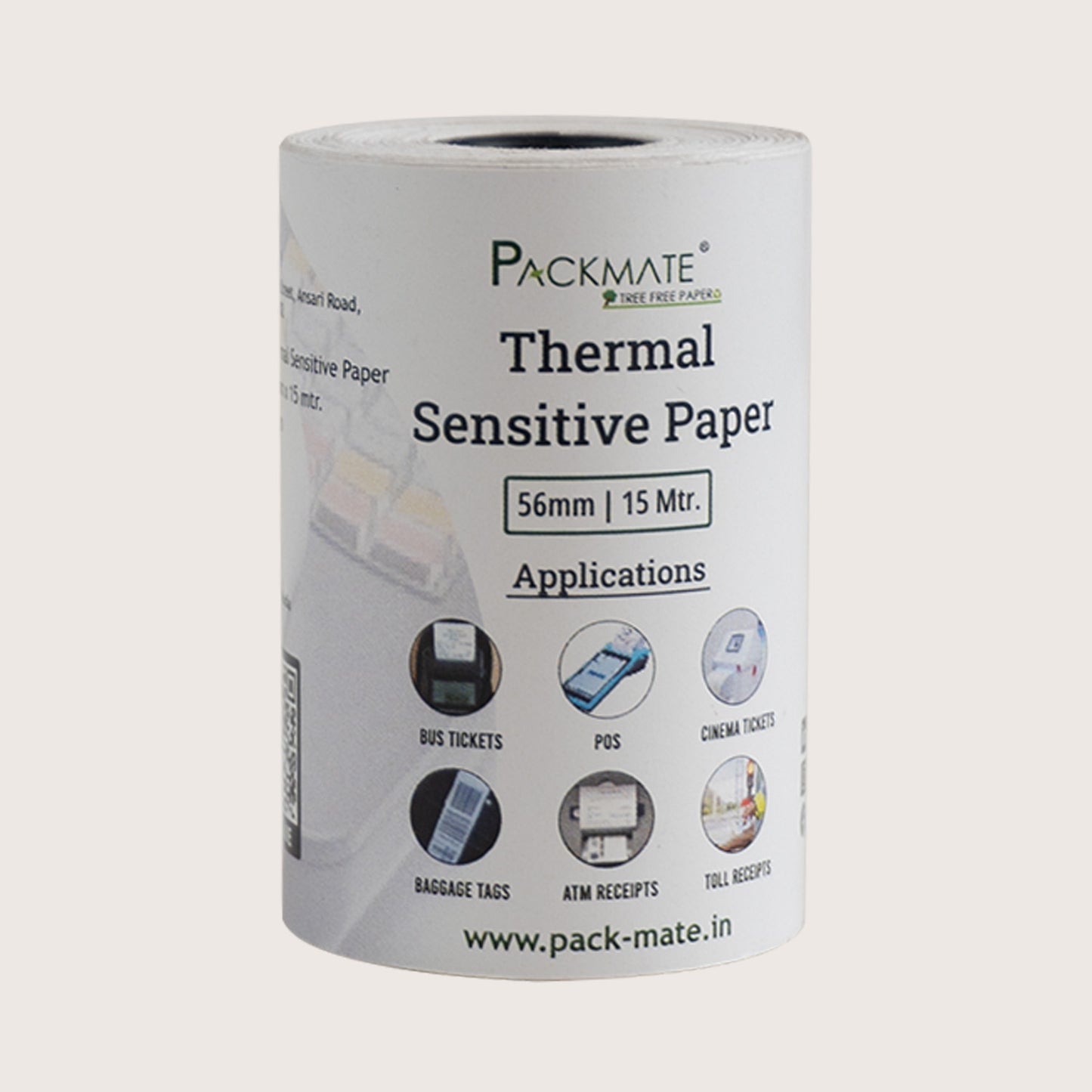 Packmate Thermal paper Roll | 56mm x 15 Mtr |Pack 10 Roll