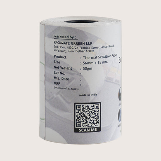 Packmate Thermal paper Roll | 56mm x 15 Mtr |Pack 10 Roll