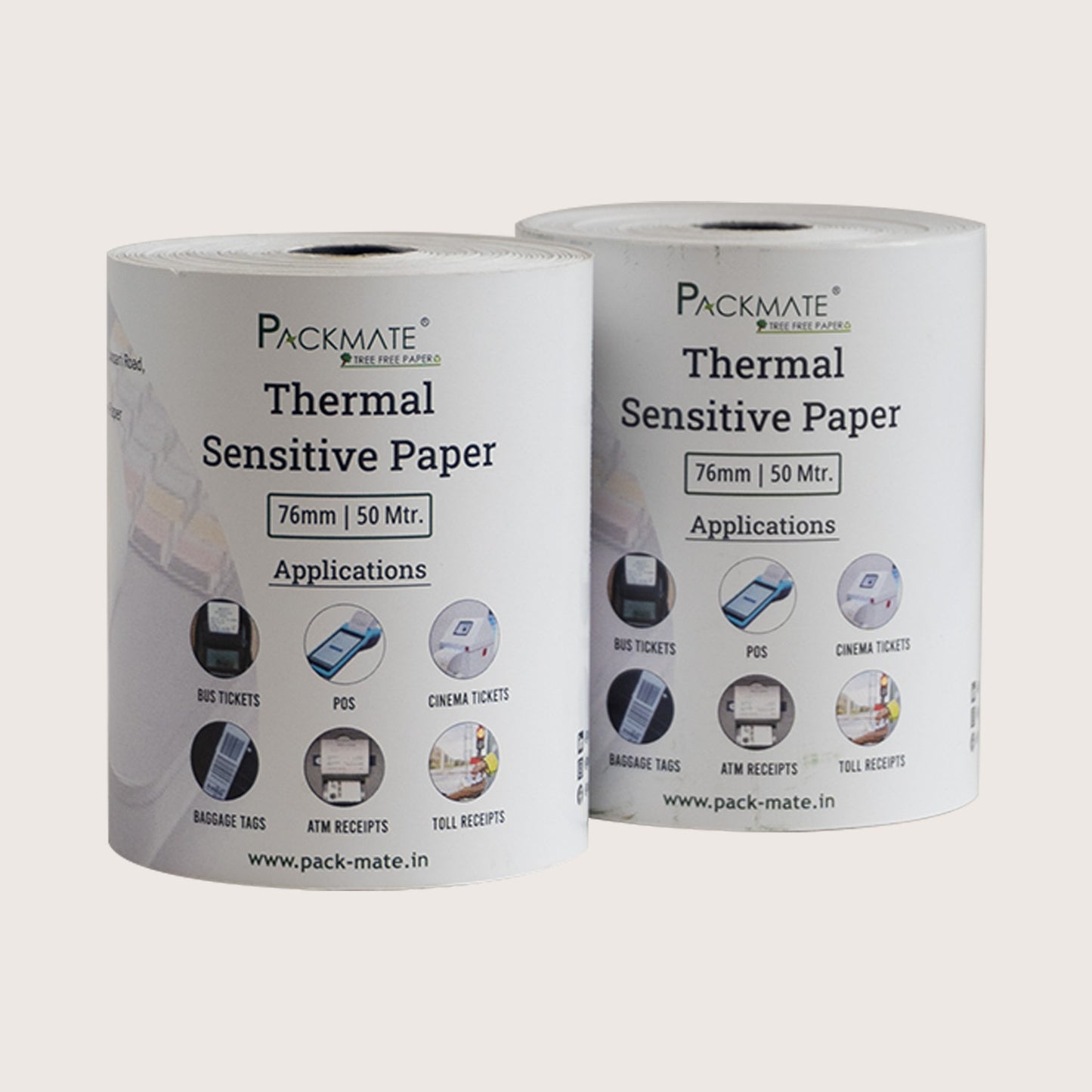 Packmate Thermal paper Roll | 76mm x 50mtr | Pack of 10 Roll