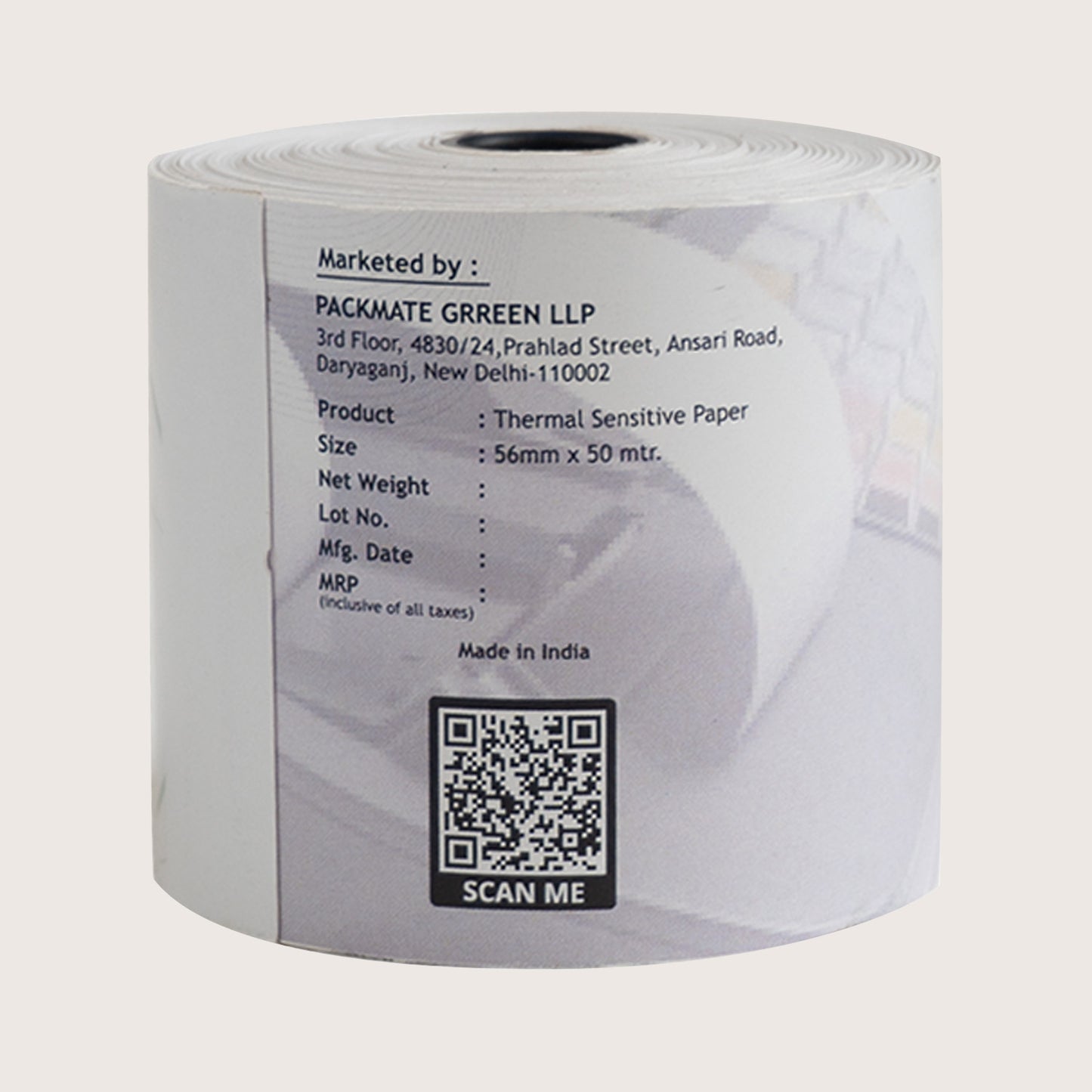 Packmate Thermal paper Roll | 56mm x 50mtr | Pack of 10 Roll