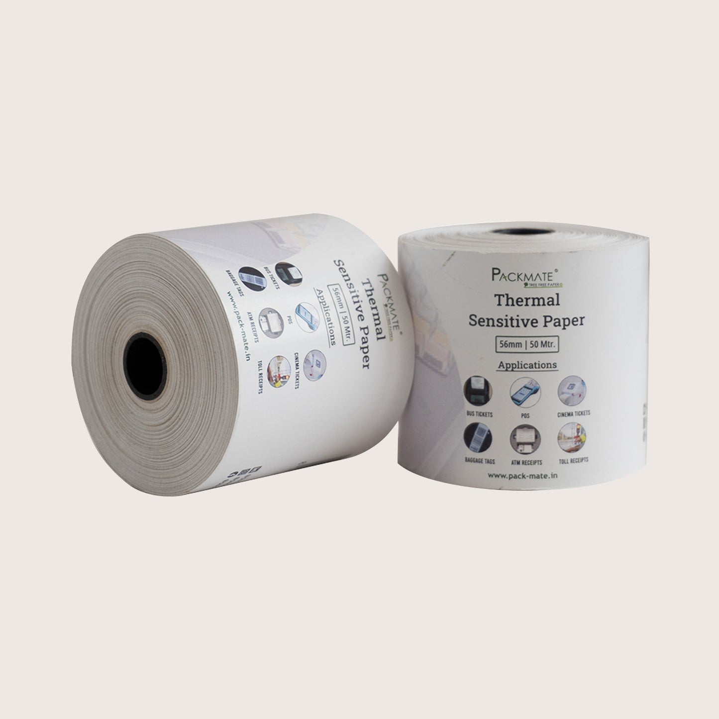 Packmate Thermal paper Roll | 56mm x 50mtr | Pack of 10 Roll