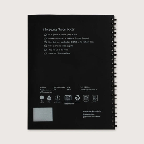 Packmate Black Spiral Notebook - Ruled (Pack of 5)  Made From 100% Recycled Paper