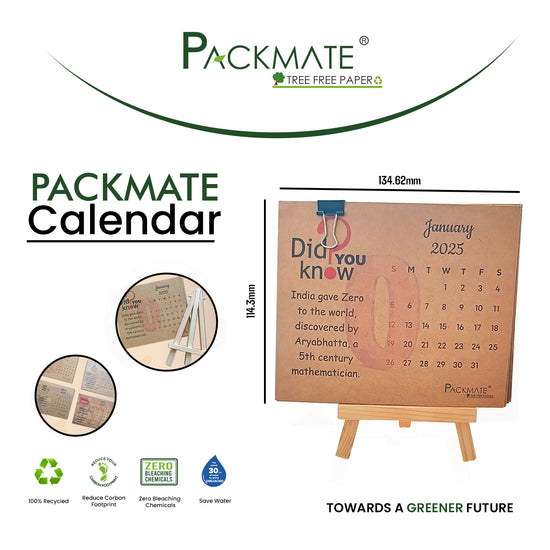 Packmate Calendar | 2025 (Pack of 2)  Made From 100% Recycled Paper