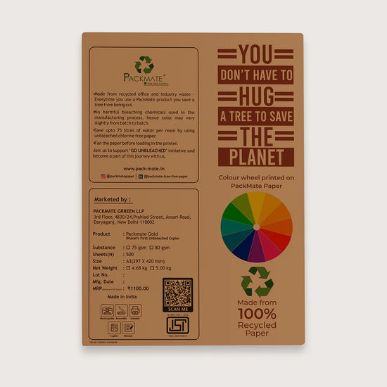 packmate gold copier - a3, 1 ream, 500 sheet |  made from 100% recycled paper